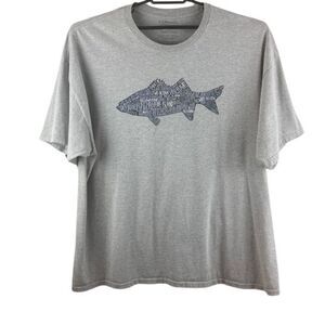 GH Bass & Co Mens 3XL Gray Short Sleeve T shirt Large Fish Graphic Outdoor